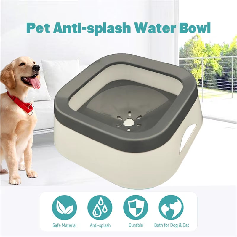 1L Anti-Spill Pet Water Bowl – Floating Slow Feeder for Dogs & Cats