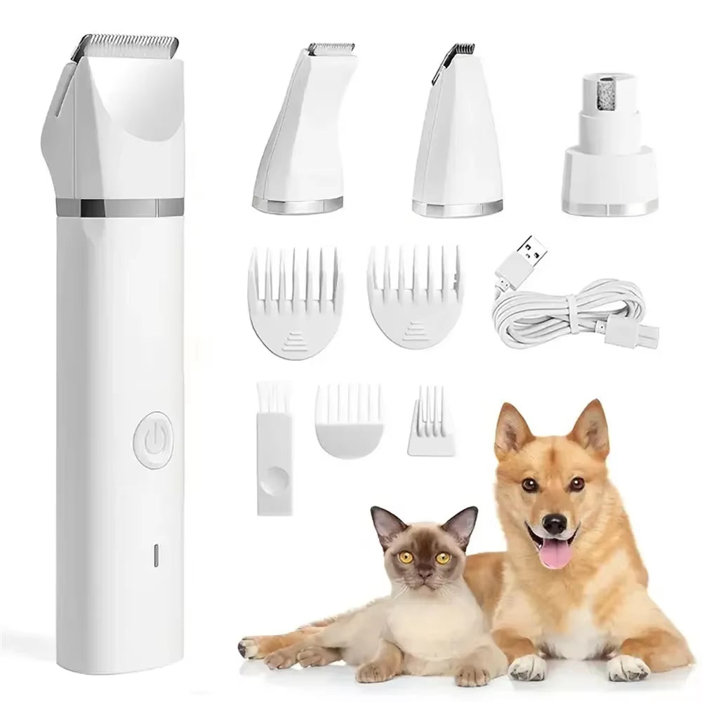 4-in-1 Rechargeable Pet Grooming Kit – Electric Clippers for Dogs & Cats