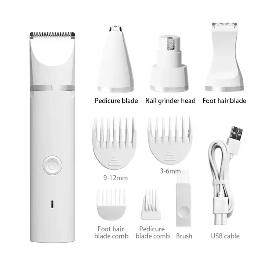 4-in-1 Rechargeable Pet Grooming Kit – Electric Clippers for Dogs & Cats